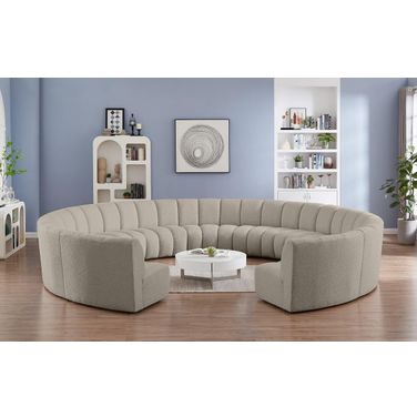 Infinity 11-Piece Boucle Fabric Modular Sectional In Taupe