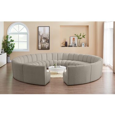 Infinity 12-Piece Boucle Fabric Modular Sectional In Taupe