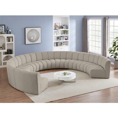 Infinity 9-Piece Boucle Fabric Modular Sectional In Taupe