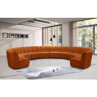 Infinity 10-Piece Velvet Modular Sectional In Cognac