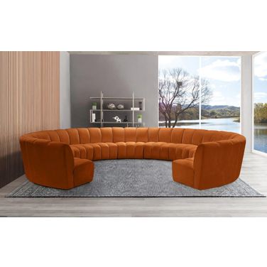 Infinity 11-Piece Velvet Modular Sectional In Cognac