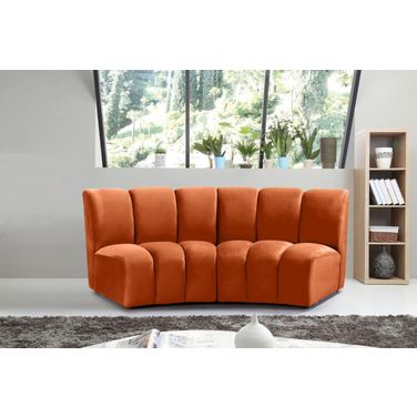 Infinity 2-Piece Velvet Modular Sectional In Cognac