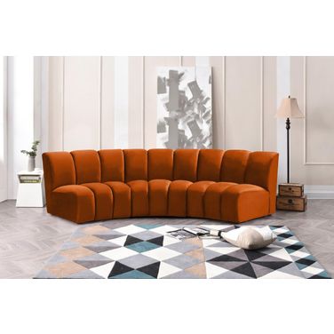 Infinity 3-Piece Velvet Modular Sectional In Cognac