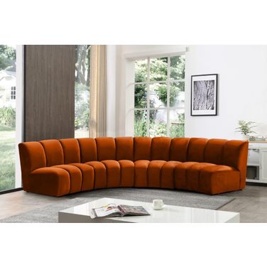 Infinity 4-Piece Velvet Modular Sectional In Cognac