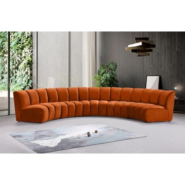 Infinity 5-Piece Velvet Modular Sectional In Cognac