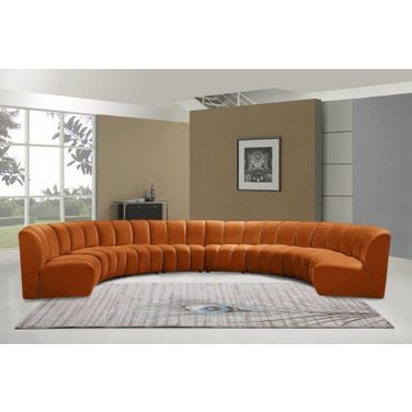 Infinity 8-Piece Velvet Modular Sectional In Cognac