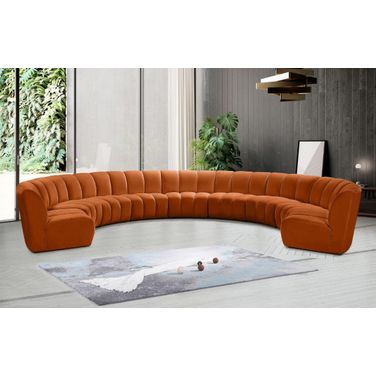 Infinity 9-Piece Velvet Modular Sectional In Cognac