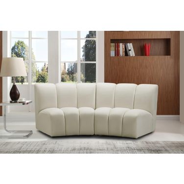 Infinity 2-Piece Velvet Modular Sectional In Cream