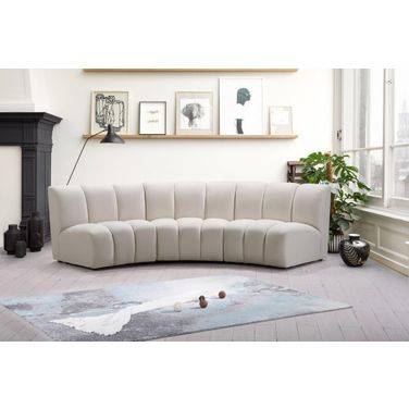 Infinity 3-Piece Velvet Modular Sectional In Cream