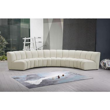 Infinity 5-Piece Velvet Modular Sectional In Cream