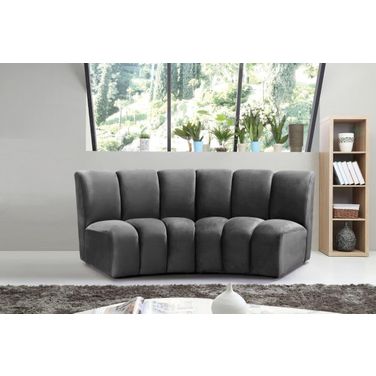 Infinity 2-Piece Velvet Modular Sectional In Grey