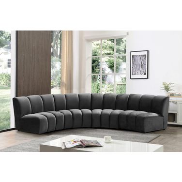 Infinity 4-Piece Velvet Modular Sectional In Grey