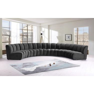 Infinity 6-Piece Velvet Modular Sectional In Grey