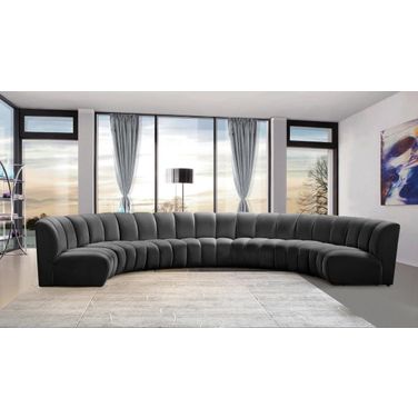 Infinity 7-Piece Velvet Modular Sectional In Grey