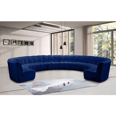 Infinity 10-Piece Velvet Modular Sectional In Navy