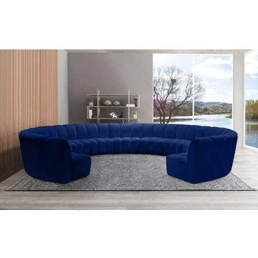 Infinity 11-Piece Velvet Modular Sectional In Navy