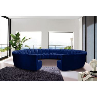 Infinity 12-Piece Velvet Modular Sectional In Navy