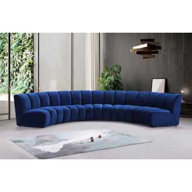 Infinity 5-Piece Velvet Modular Sectional In Navy