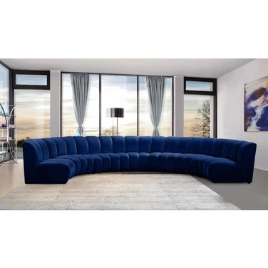 Infinity 7-Piece Velvet Modular Sectional In Navy