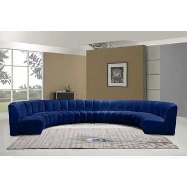 Infinity 8-Piece Velvet Modular Sectional In Navy