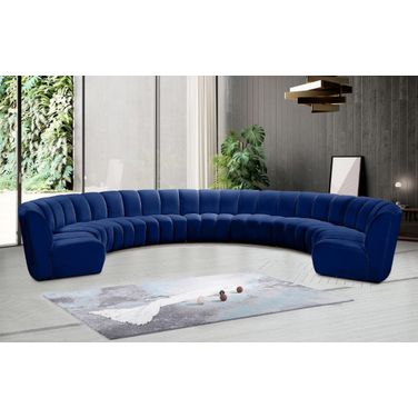 Infinity 9-Piece Velvet Modular Sectional In Navy