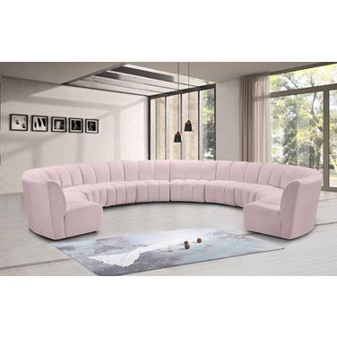 Infinity 10-Piece Velvet Modular Sectional In Pink