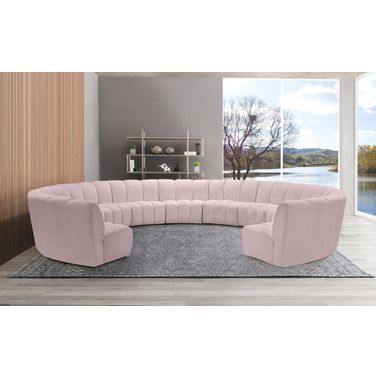 Infinity 11-Piece Velvet Modular Sectional In Pink