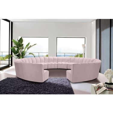 Infinity 12-Piece Velvet Modular Sectional In Pink