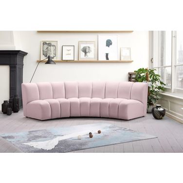 Infinity 3-Piece Velvet Modular Sectional In Pink