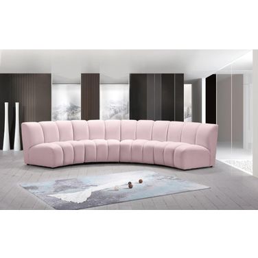 Infinity 4-Piece Velvet Modular Sectional In Pink