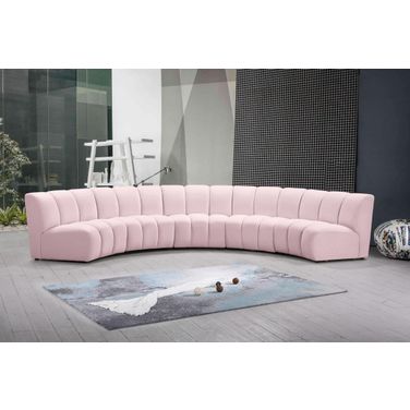 Infinity 5-Piece Velvet Modular Sectional In Pink