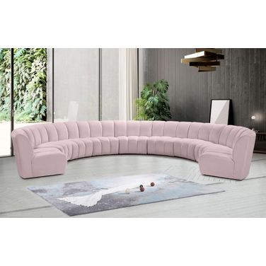 Infinity 9-Piece Velvet Modular Sectional In Pink