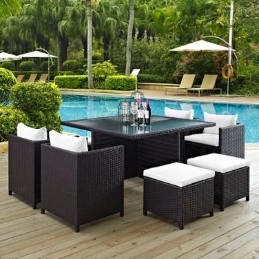 Inverse Espresso White 9 Piece Outdoor Patio Dining Set