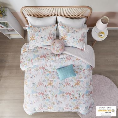 Iris Cotton Printed 4 Piece Twin Comforter Set In Blush