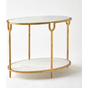 Iron And Stone Side Table In Gold