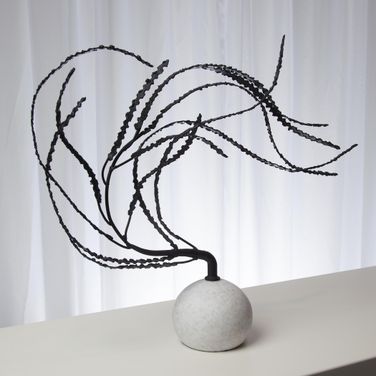 Iron Thistle Sculpture In Black