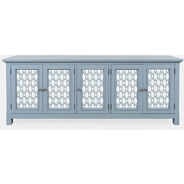 Isabella 86 Inch Luxury Mirrored Sideboard Storage Cabinet In Blue