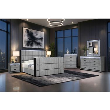 Isabella Upholstered Bedroom Set In Grey