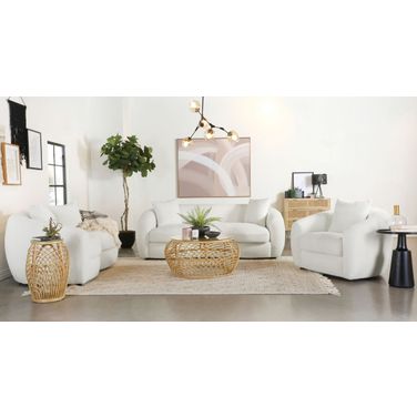 Isabella Upholstered Living Room Set In Natural