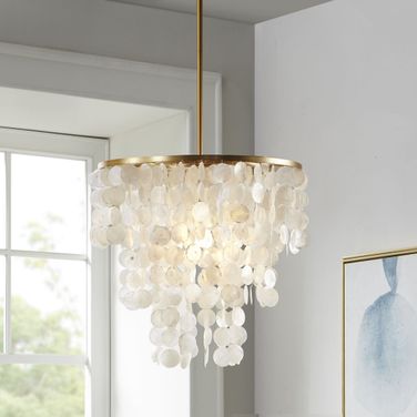 Isla Capiz Chandelier In White