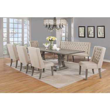 Israel Dining Room Set In Rustic Gray Wood