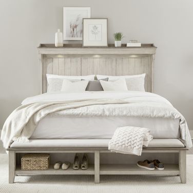 Ivy Hollow Weathered Linen And Dusty Taupe King Mantle Storage Bed