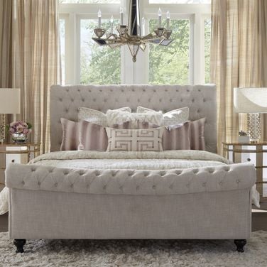 Fabric sleigh cheap bed king