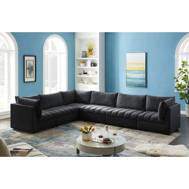 Jacob Velvet 6 Piece Modular Sectional In Black