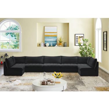 Jacob Velvet 7 Piece Modular Sectional In Black