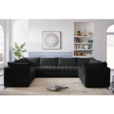 Jacob Velvet 8 Piece Modular Sectional In Black