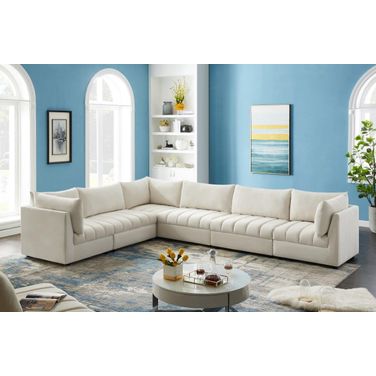 Jacob Velvet 6 Piece Modular Sectional In Cream