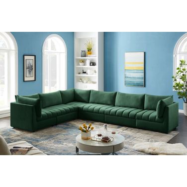 Jacob Velvet 6 Piece Modular Sectional In Green