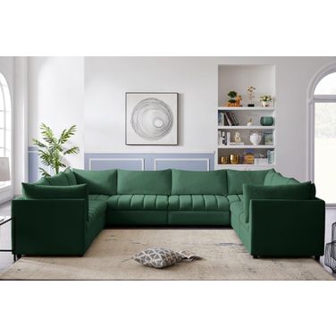Jacob Velvet 8 Piece Modular Sectional In Green