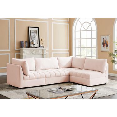 Jacob Velvet 4 Piece Modular Sectional In Pink